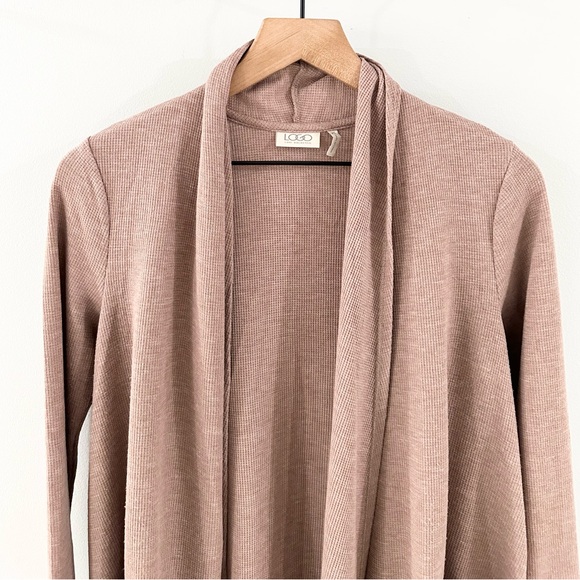 LOGO Lori Goldstein Waffle Knit Cardigan Brown Size XS - Picture 3 of 6